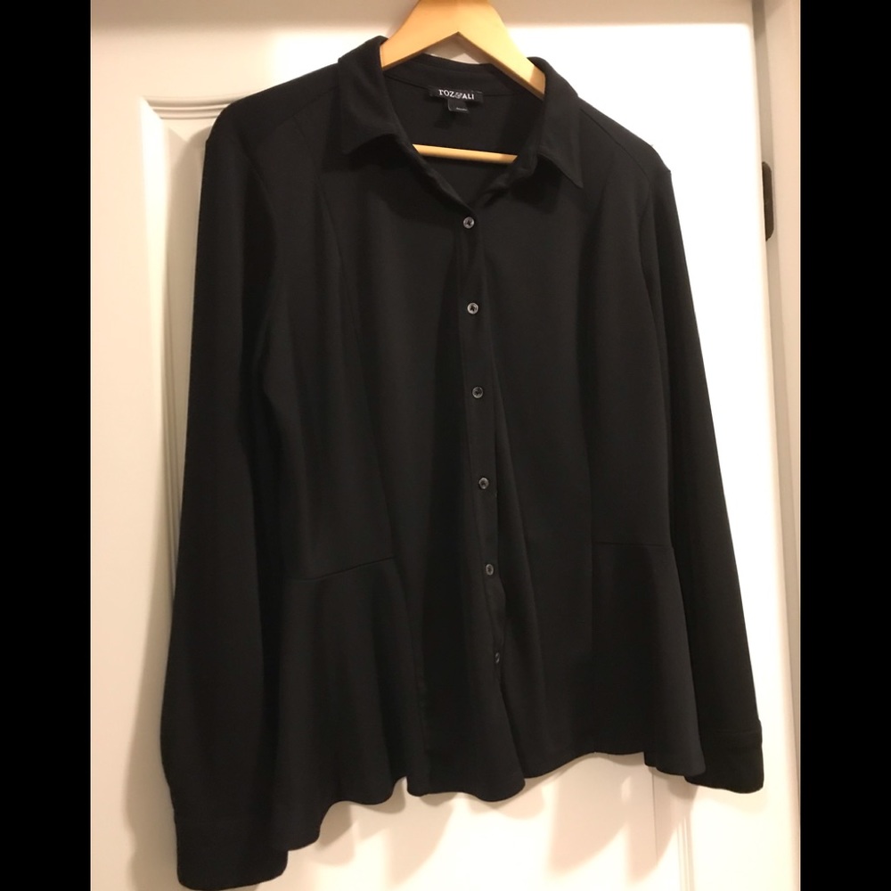 Button Up Tops. Collar, slight peplum at waist.